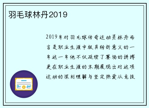 羽毛球林丹2019